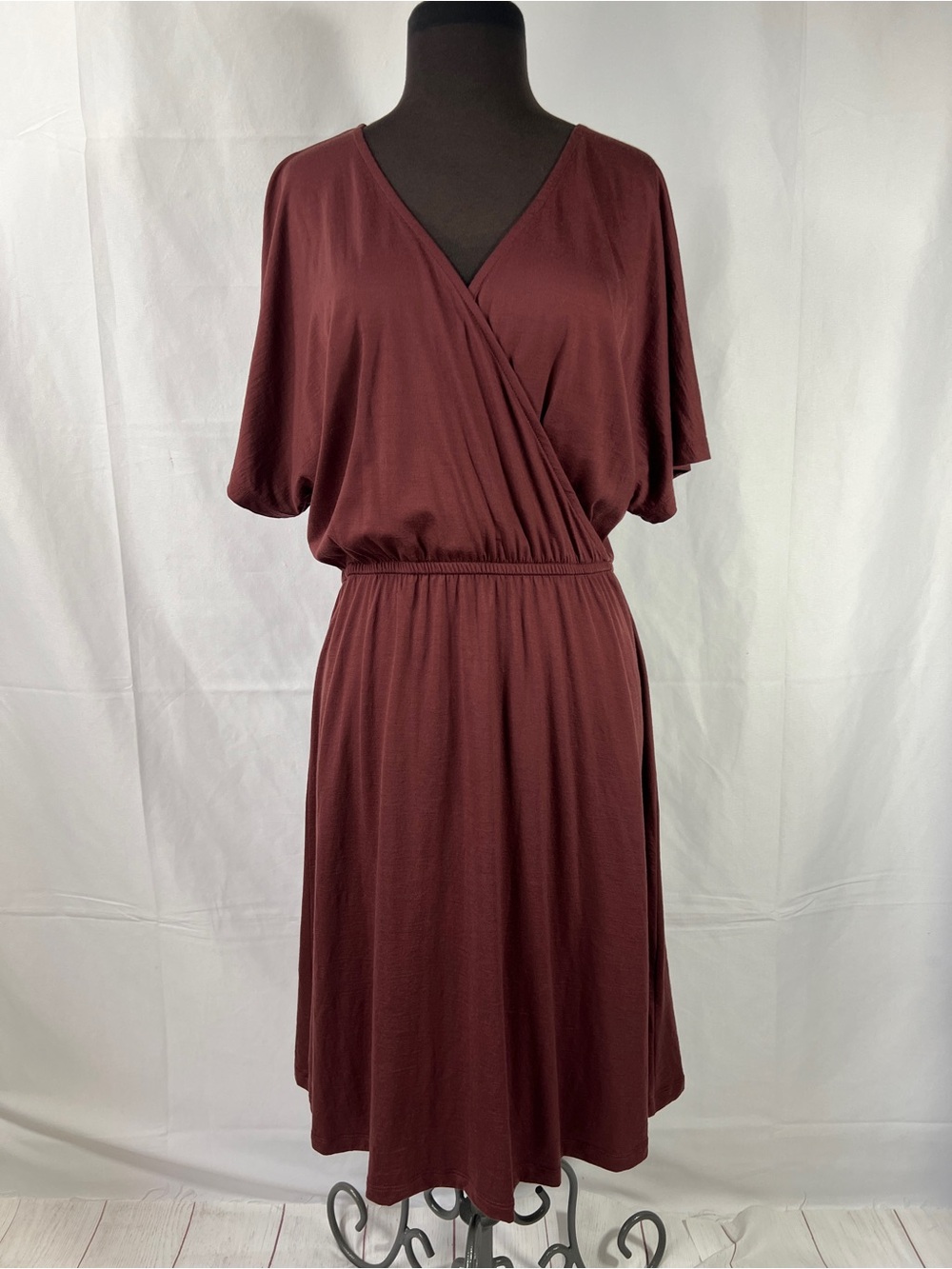 Wool& Brooklyn Reversible Dress - Large LONG - merino wool Redwood short sleeve